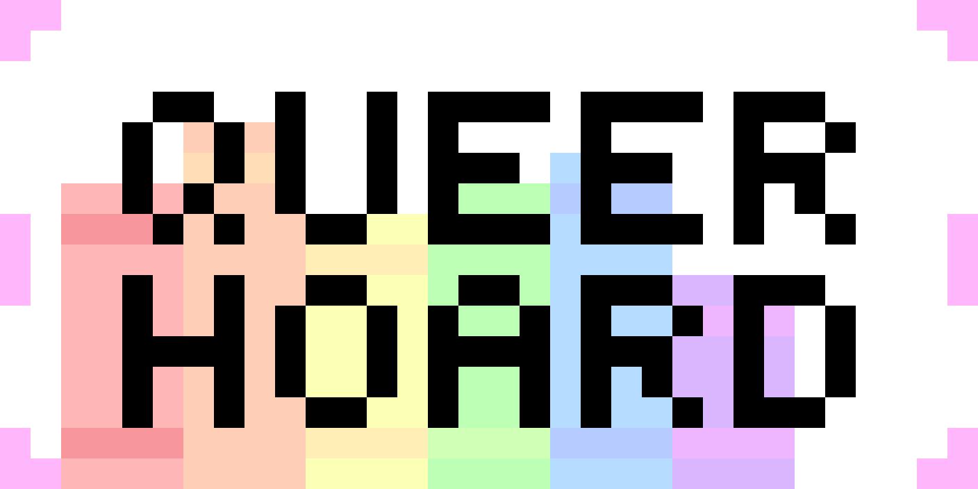 Queer resources button named queer hoard